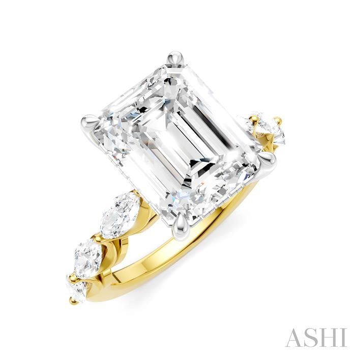 ASHI Emerald Shape Semi-Mount Diamond Engagement Ring 192A1PPFHYW-SM-EM4