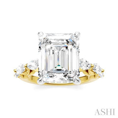 ASHI Emerald Shape Semi-Mount Diamond Engagement Ring 192A1PPFHYW-SM-EM4