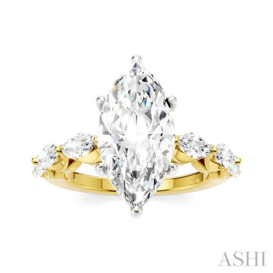 ASHI Marquise Shape Semi-Mount Diamond Engagement Ring 192A1PPFHYW-SM-MQ3