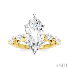 ASHI Marquise Shape Semi-Mount Diamond Engagement Ring 192A1PPFHYW-SM-MQ3