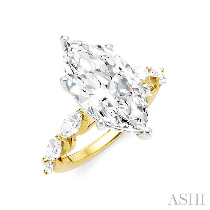 ASHI Marquise Shape Semi-Mount Diamond Engagement Ring 192A1PPFHYW-SM-MQ4