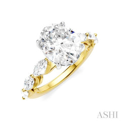 ASHI Oval Shape Semi-Mount Diamond Engagement Ring 192A1PPFHYW-SM-OV3