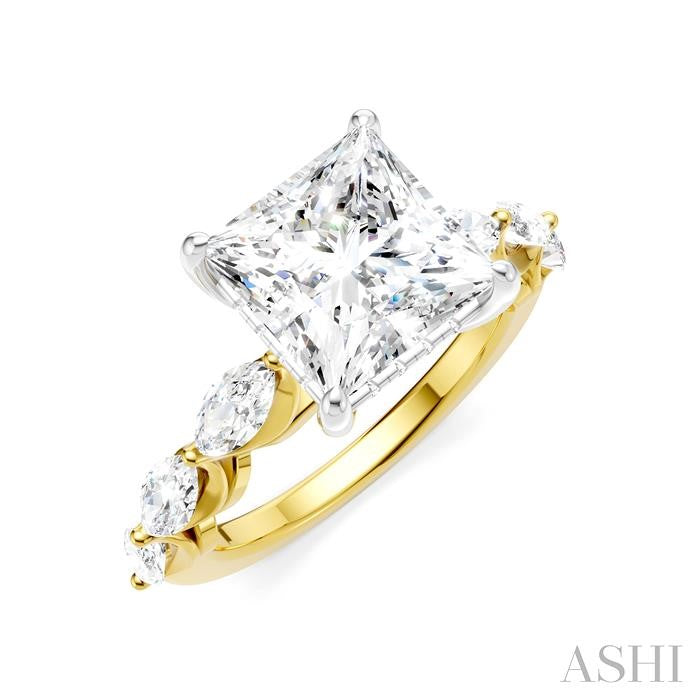 ASHI Princess Shape Semi-Mount Diamond Engagement Ring 192A1PPFHYW-SM-PN3