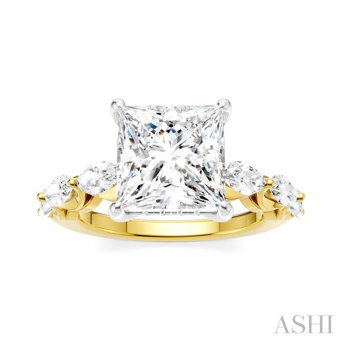 ASHI Princess Shape Semi-Mount Diamond Engagement Ring 192A1PPFHYW-SM-PN3