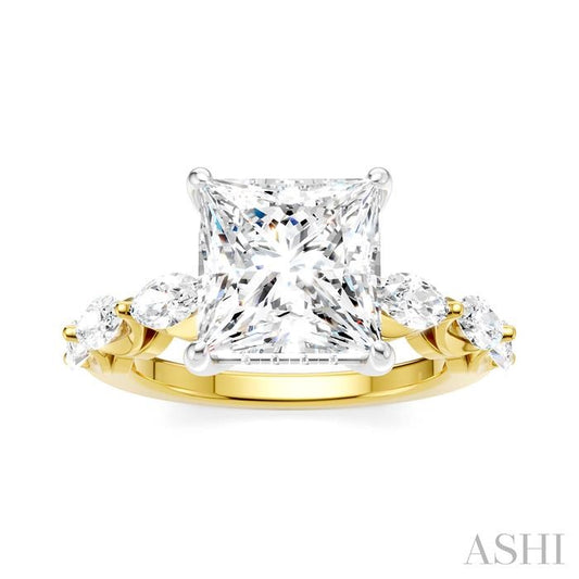 ASHI Princess Shape Semi-Mount Diamond Engagement Ring 192A1PPFHYW-SM-PN3