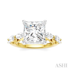 ASHI Princess Shape Semi-Mount Diamond Engagement Ring 192A1PPFHYW-SM-PN3