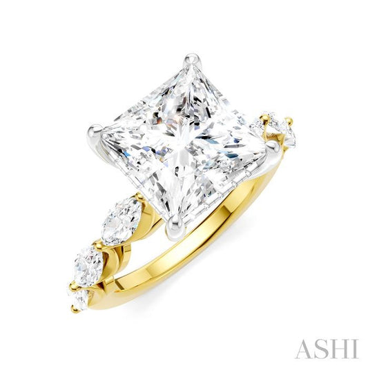 ASHI Princess Shape Semi-Mount Diamond Engagement Ring 192A1PPFHYW-SM-PN4