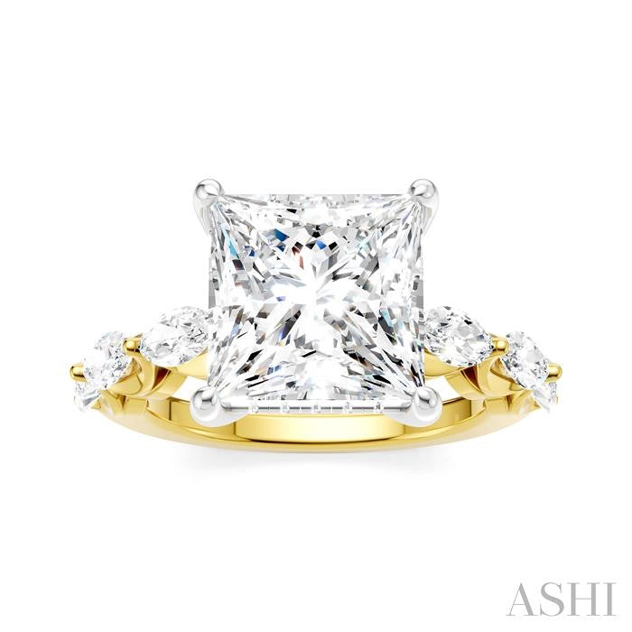 ASHI Princess Shape Semi-Mount Diamond Engagement Ring 192A1PPFHYW-SM-PN4