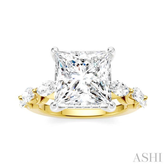 ASHI Princess Shape Semi-Mount Diamond Engagement Ring 192A1PPFHYW-SM-PN4