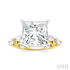 ASHI Princess Shape Semi-Mount Diamond Engagement Ring 192A1PPFHYW-SM-PN5