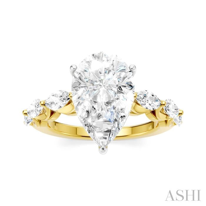 ASHI Pear Shape Semi-Mount Diamond Engagement Ring 192A1PPFHYW-SM-PR3