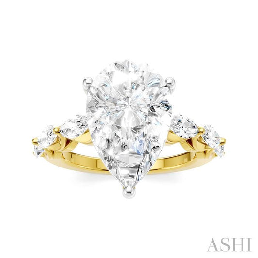 ASHI Pear Shape Semi-Mount Diamond Engagement Ring 192A1PPFHYW-SM-PR4