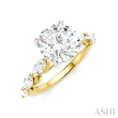 ASHI Round Shape Semi-Mount Diamond Engagement Ring 192A1PPFHYW-SM-RD3