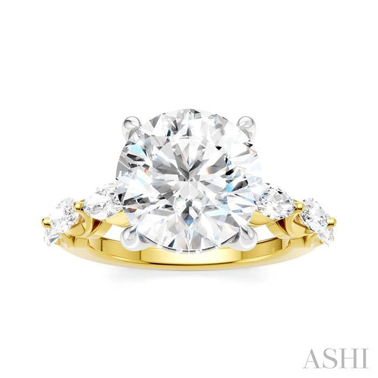 ASHI Round Shape Semi-Mount Diamond Engagement Ring 192A1PPFHYW-SM-RD4