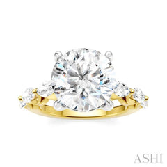 ASHI Round Shape Semi-Mount Diamond Engagement Ring 192A1PPFHYW-SM-RD4