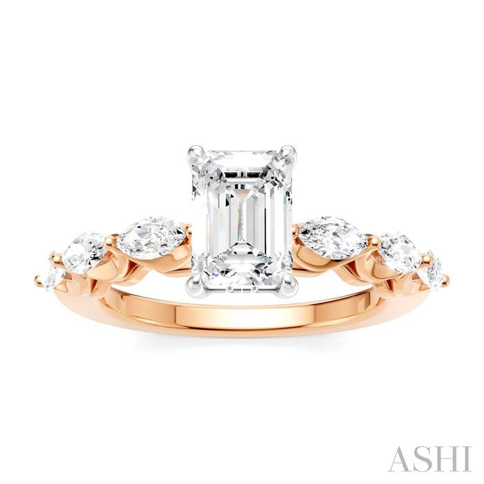 ASHI Emerald Shape Semi-Mount Diamond Engagement Ring 192A2PPFHPW-SM-EM1