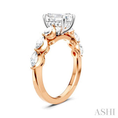 ASHI Emerald Shape Semi-Mount Diamond Engagement Ring 192A2PPFHPW-SM-EM1