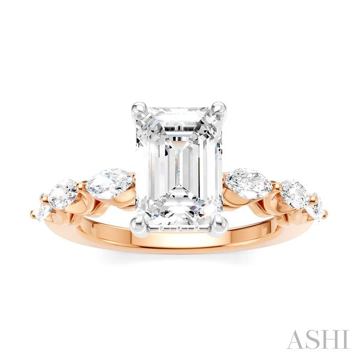 ASHI Emerald Shape Semi-Mount Diamond Engagement Ring 192A2PPFHPW-SM-EM2