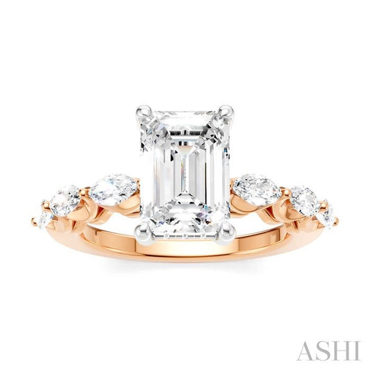 ASHI Emerald Shape Semi-Mount Diamond Engagement Ring 192A2PPFHPW-SM-EM2