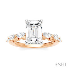 ASHI Emerald Shape Semi-Mount Diamond Engagement Ring 192A2PPFHPW-SM-EM2