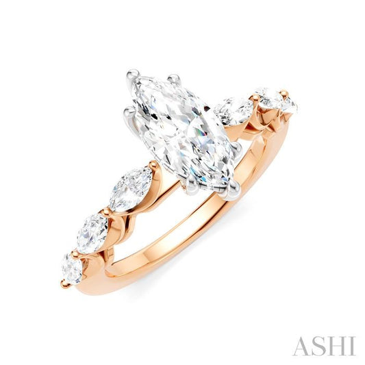 ASHI Marquise Shape Semi-Mount Diamond Engagement Ring 192A2PPFHPW-SM-MQ1