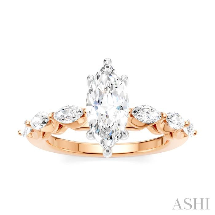 ASHI Marquise Shape Semi-Mount Diamond Engagement Ring 192A2PPFHPW-SM-MQ1