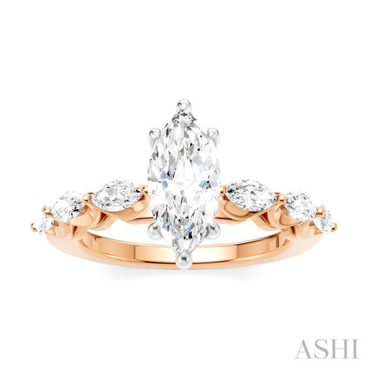 ASHI Marquise Shape Semi-Mount Diamond Engagement Ring 192A2PPFHPW-SM-MQ1