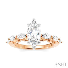 ASHI Marquise Shape Semi-Mount Diamond Engagement Ring 192A2PPFHPW-SM-MQ1