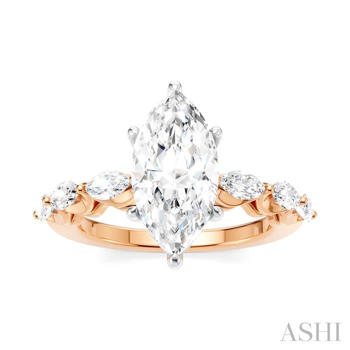 ASHI Marquise Shape Semi-Mount Diamond Engagement Ring 192A2PPFHPW-SM-MQ2