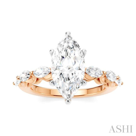 ASHI Marquise Shape Semi-Mount Diamond Engagement Ring 192A2PPFHPW-SM-MQ2