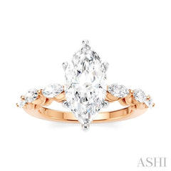 ASHI Marquise Shape Semi-Mount Diamond Engagement Ring 192A2PPFHPW-SM-MQ2