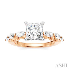 ASHI Princess Shape Semi-Mount Diamond Engagement Ring 192A2PPFHPW-SM-PN1
