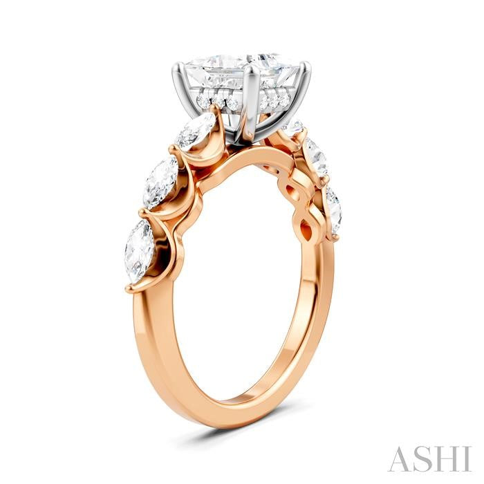 ASHI Princess Shape Semi-Mount Diamond Engagement Ring 192A2PPFHPW-SM-PN1