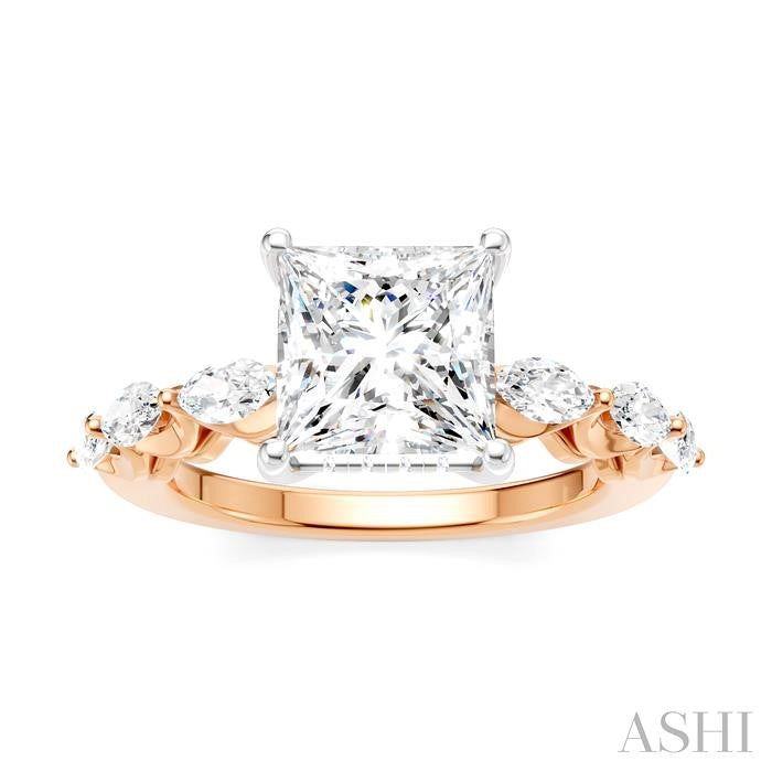 ASHI Princess Shape Semi-Mount Diamond Engagement Ring 192A2PPFHPW-SM-PN2