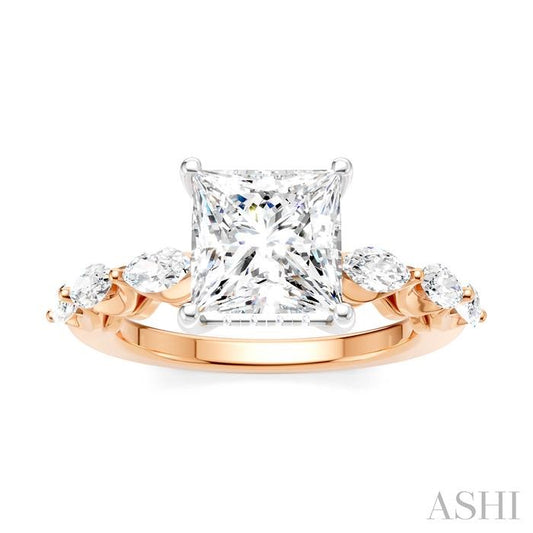 ASHI Princess Shape Semi-Mount Diamond Engagement Ring 192A2PPFHPW-SM-PN2