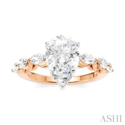 ASHI Pear Shape Semi-Mount Diamond Engagement Ring 192A2PPFHPW-SM-PR2