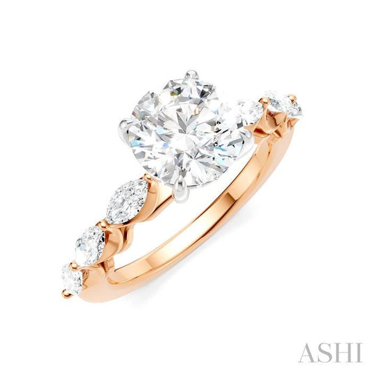 ASHI Round Shape Semi-Mount Diamond Engagement Ring 192A2PPFHPW-SM-RD2