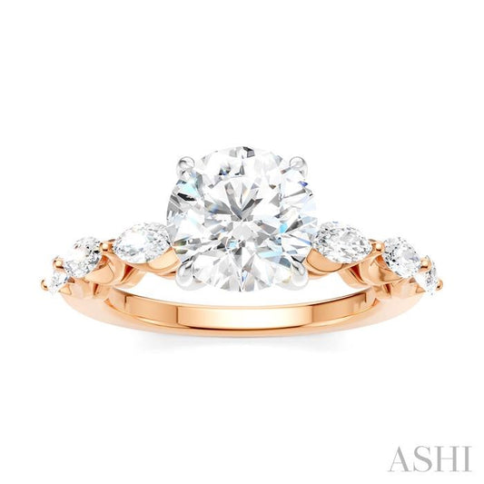 ASHI Round Shape Semi-Mount Diamond Engagement Ring 192A2PPFHPW-SM-RD2