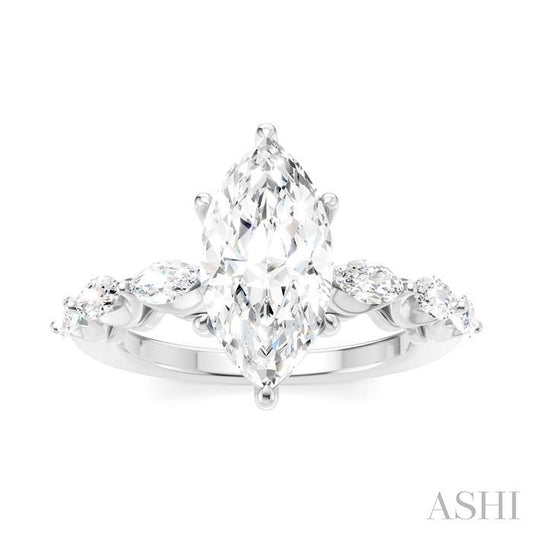 ASHI Marquise Shape Semi-Mount Diamond Engagement Ring 192A2PPFHWG-SM-MQ2