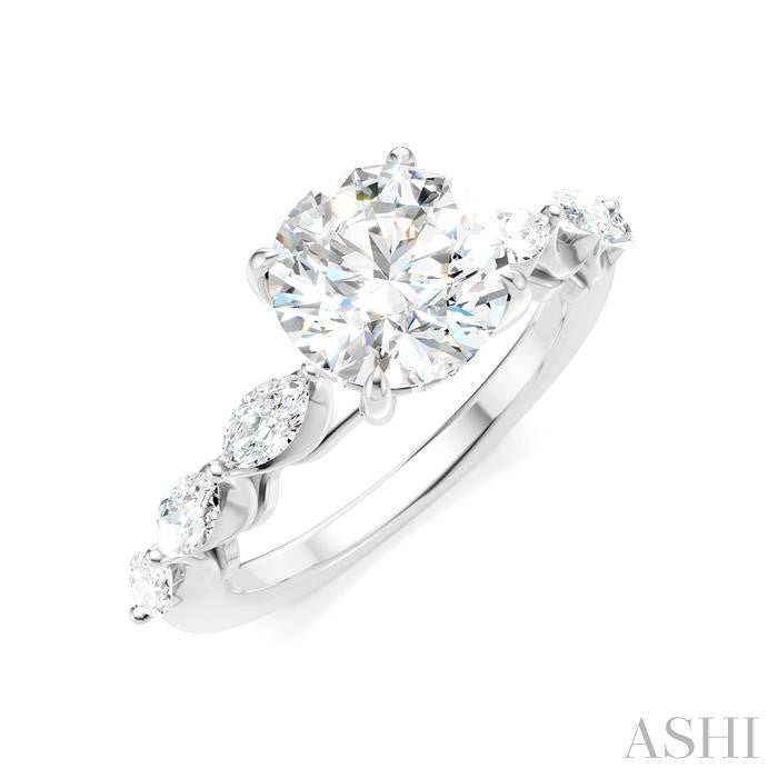 ASHI Round Shape Semi-Mount Diamond Engagement Ring 192A2PPFHWG-SM-RD2