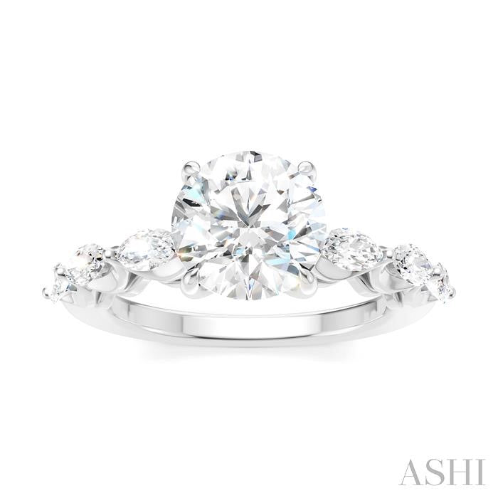 ASHI Round Shape Semi-Mount Diamond Engagement Ring 192A2PPFHWG-SM-RD2