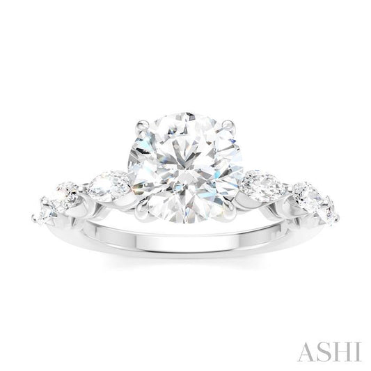ASHI Round Shape Semi-Mount Diamond Engagement Ring 192A2PPFHWG-SM-RD2