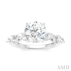 ASHI Round Shape Semi-Mount Diamond Engagement Ring 192A2PPFHWG-SM-RD2