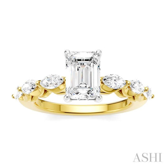 ASHI Emerald Shape Semi-Mount Diamond Engagement Ring 192A2PPFHYW-SM-EM1