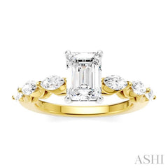 ASHI Emerald Shape Semi-Mount Diamond Engagement Ring 192A2PPFHYW-SM-EM1