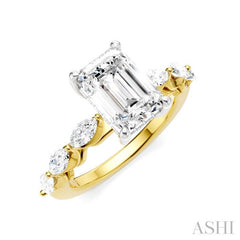 ASHI Emerald Shape Semi-Mount Diamond Engagement Ring 192A2PPFHYW-SM-EM2