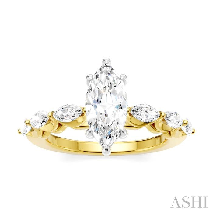 ASHI Marquise Shape Semi-Mount Diamond Engagement Ring 192A2PPFHYW-SM-MQ1