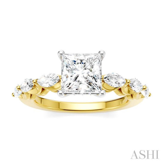 ASHI Princess Shape Semi-Mount Diamond Engagement Ring 192A2PPFHYW-SM-PN1