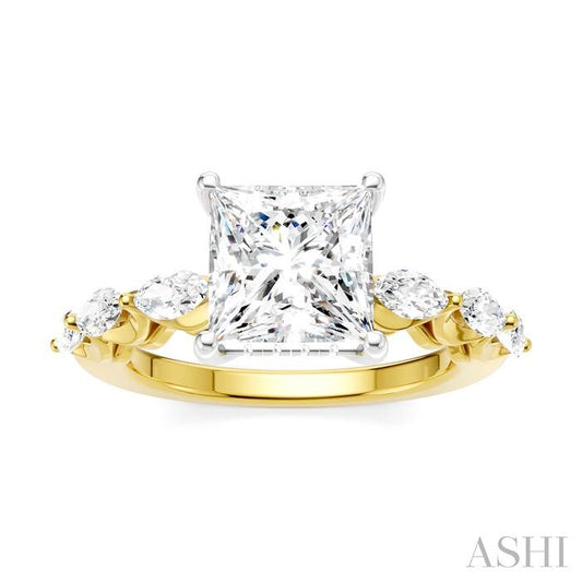 ASHI Princess Shape Semi-Mount Diamond Engagement Ring 192A2PPFHYW-SM-PN2