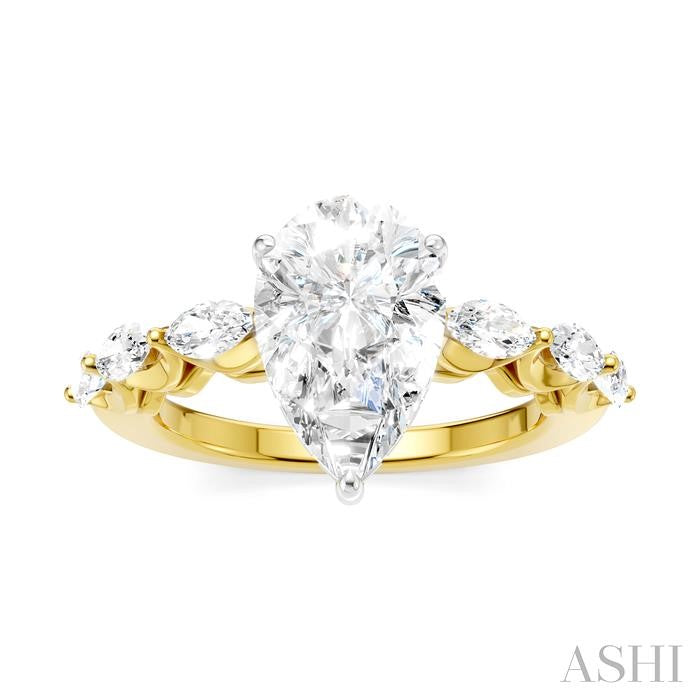 ASHI Pear Shape Semi-Mount Diamond Engagement Ring 192A2PPFHYW-SM-PR2
